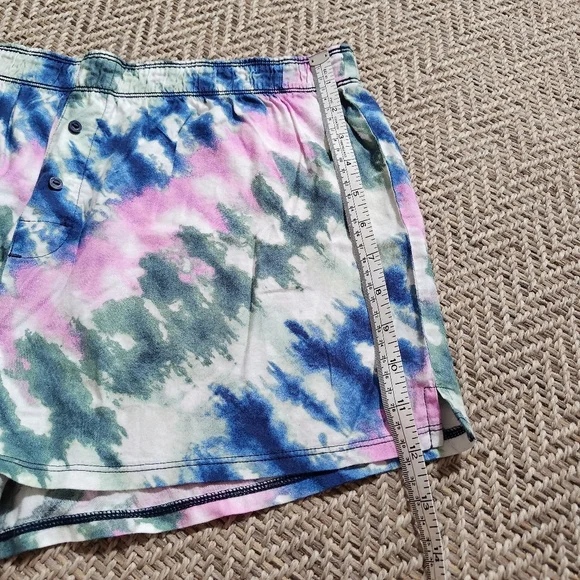 PINK Victoria's Secret Cotton Blend Pink Blue Green Tie-Dye Boxer Shorts Medium - Picture 4 of 9